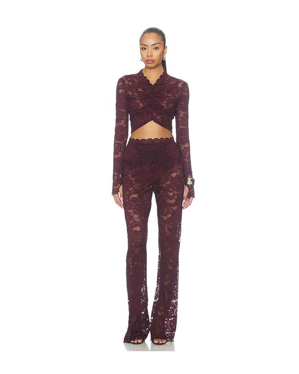 Nookie Red Delphine Lace Pants