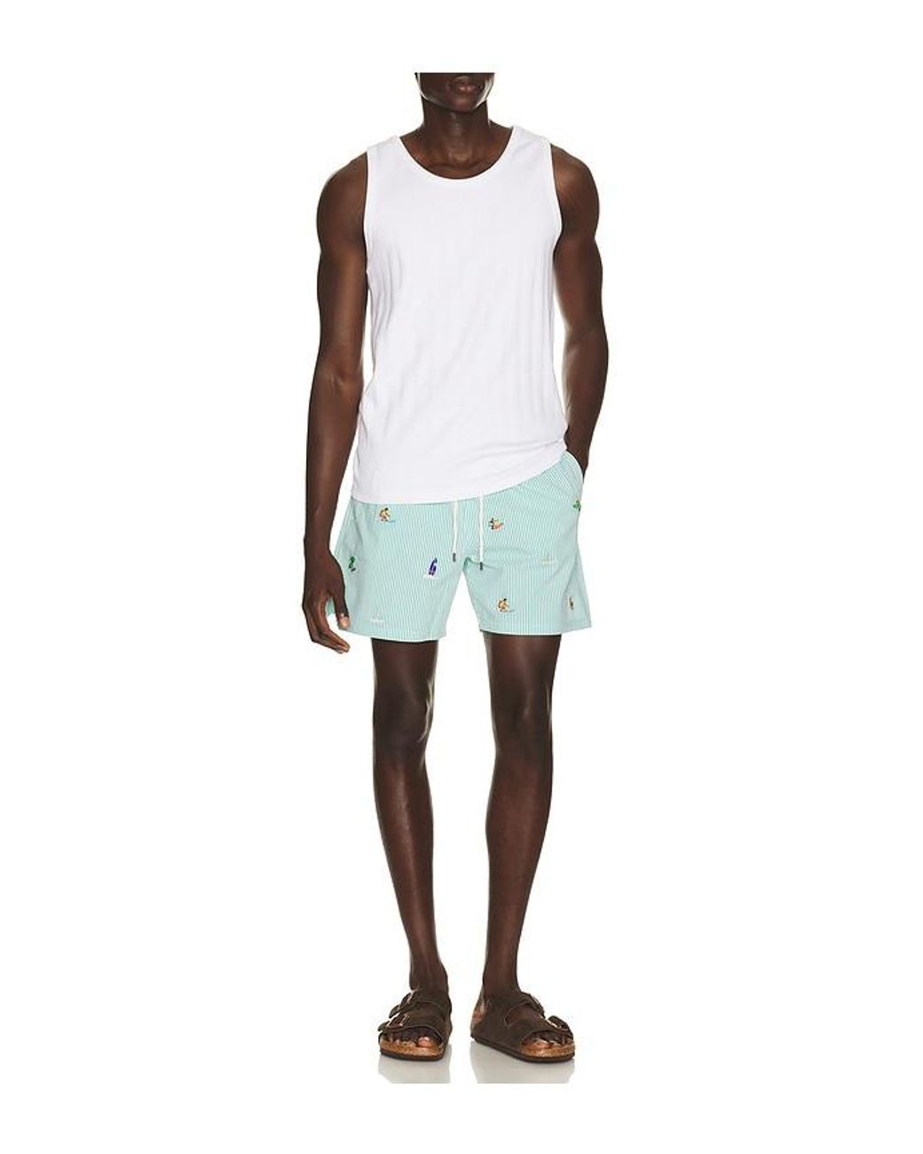 Polo Ralph Lauren Blue Stretch Seersucker Traveler Swim Trunk for men