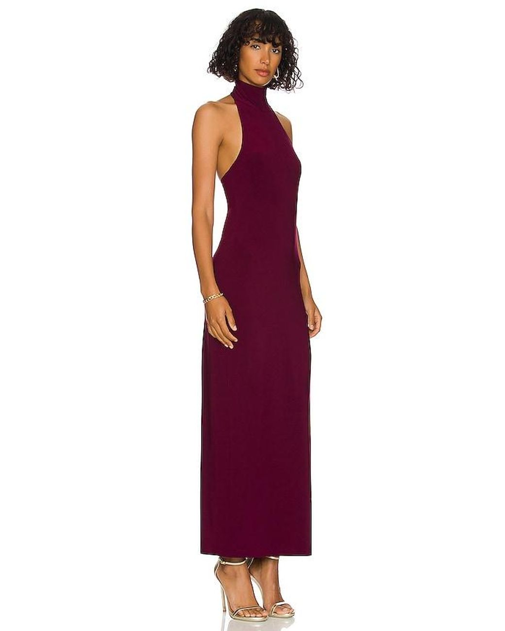 Norma Kamali Purple X Revolve Turtle Halter Side Slit