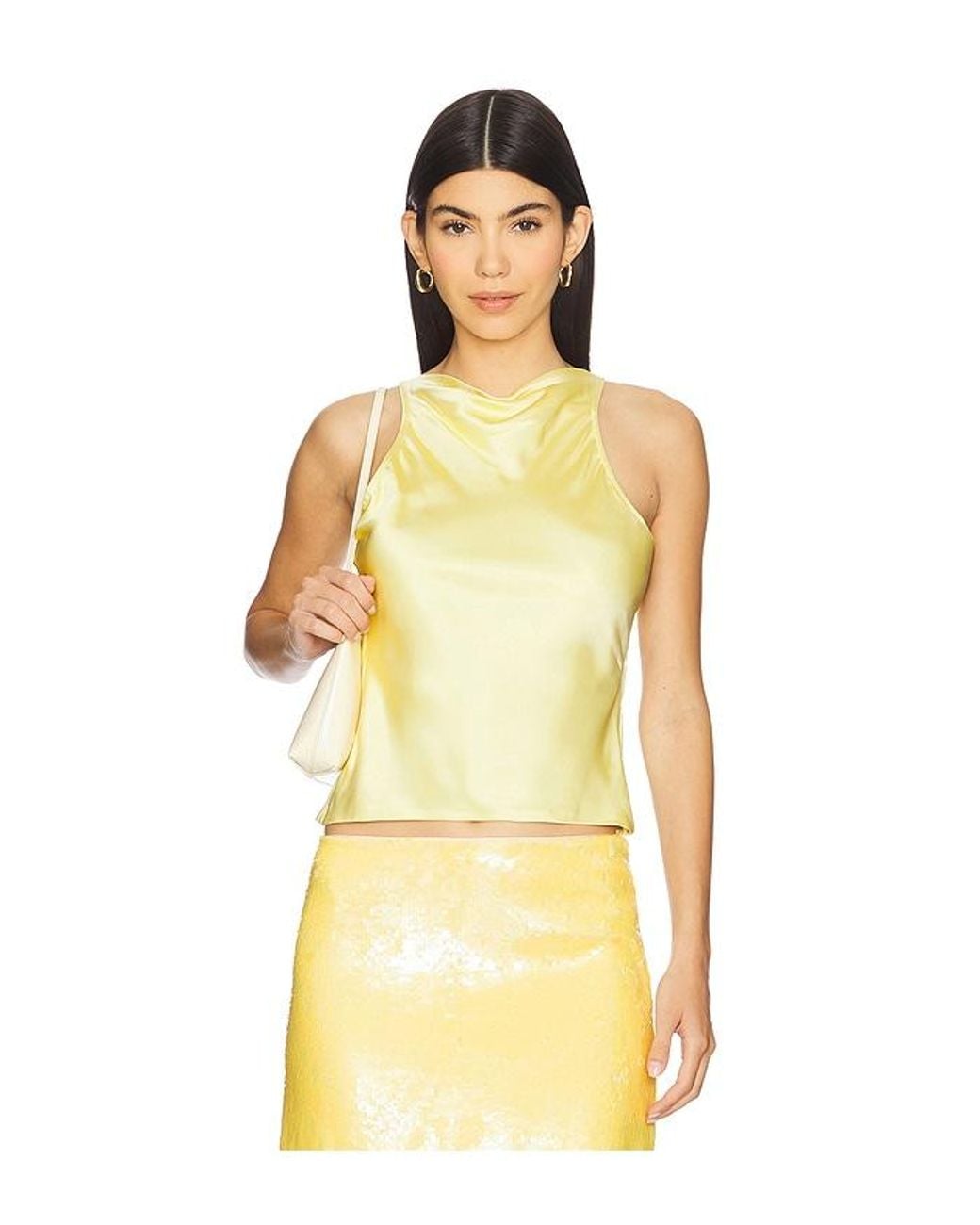 GUIZIO Yellow Regine Cowl Neck Top