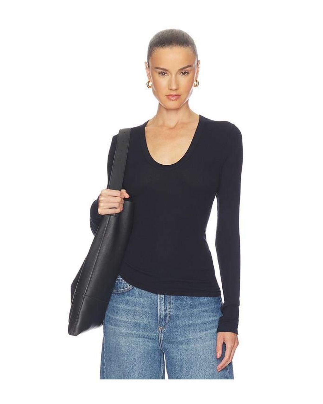 Enza Costa Blue Silk Rib Essential U Tee