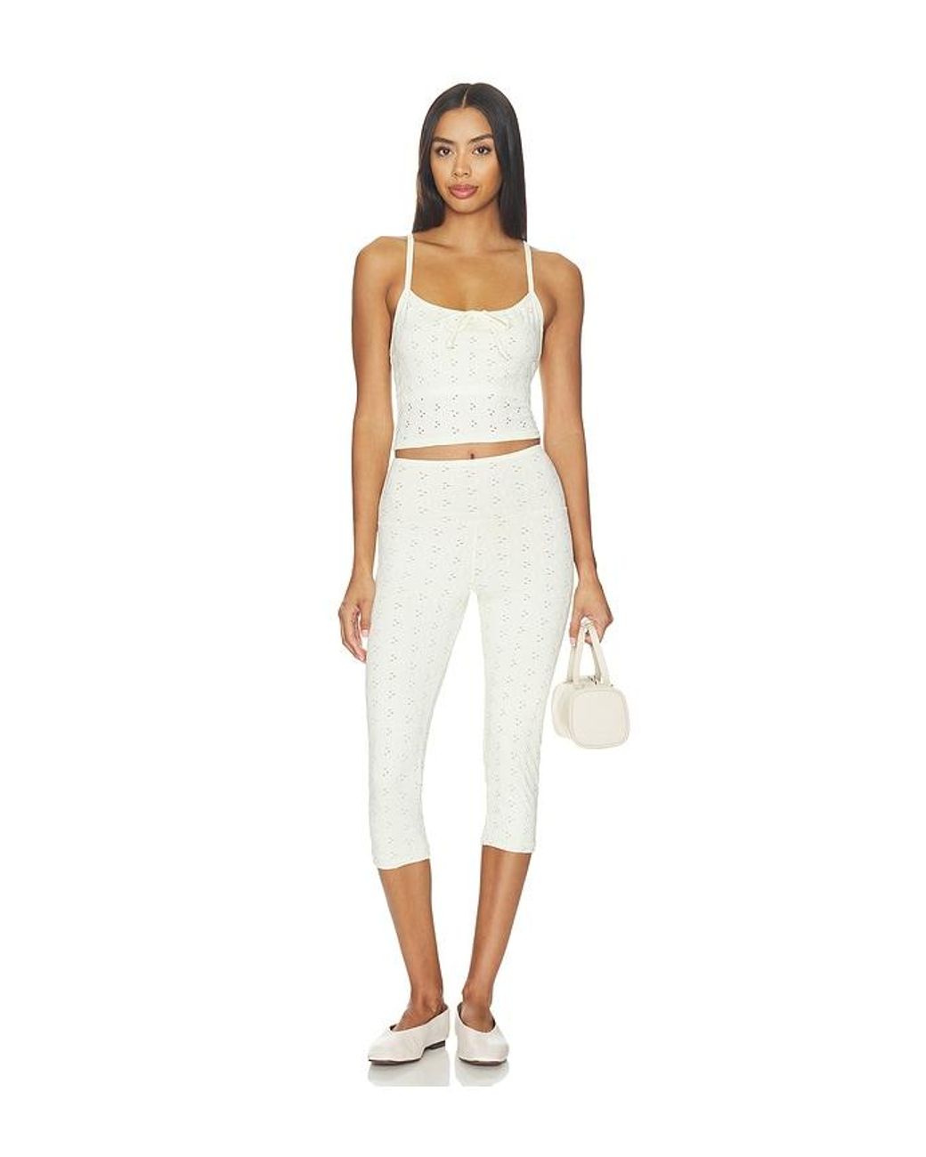 Strut-this White The Eyelet Capri Pant