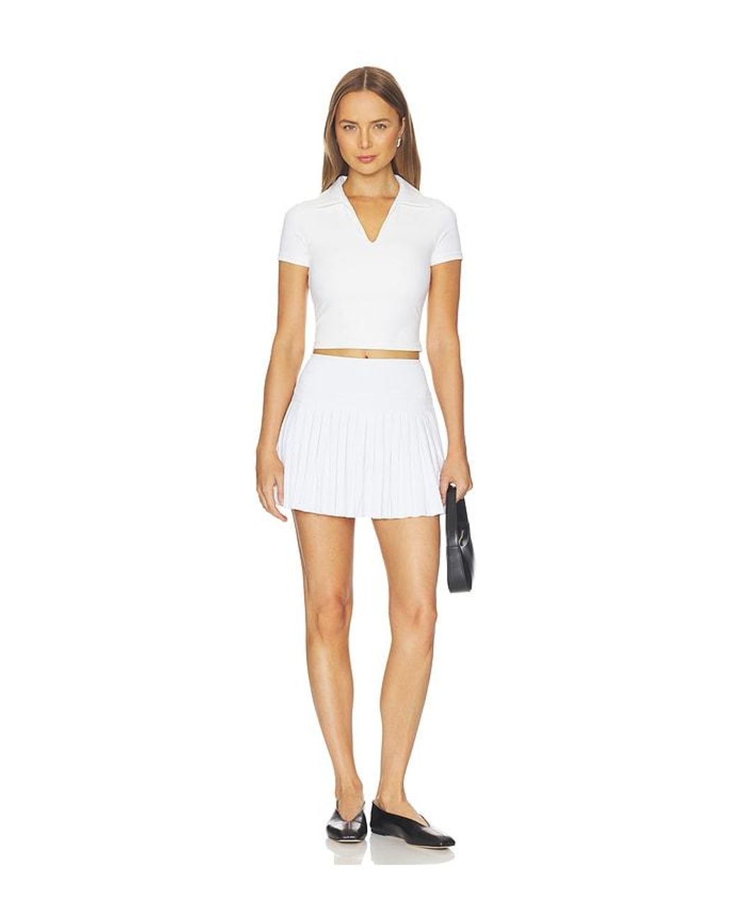 Gold Hinge White Preppy V-Neck Polo Top