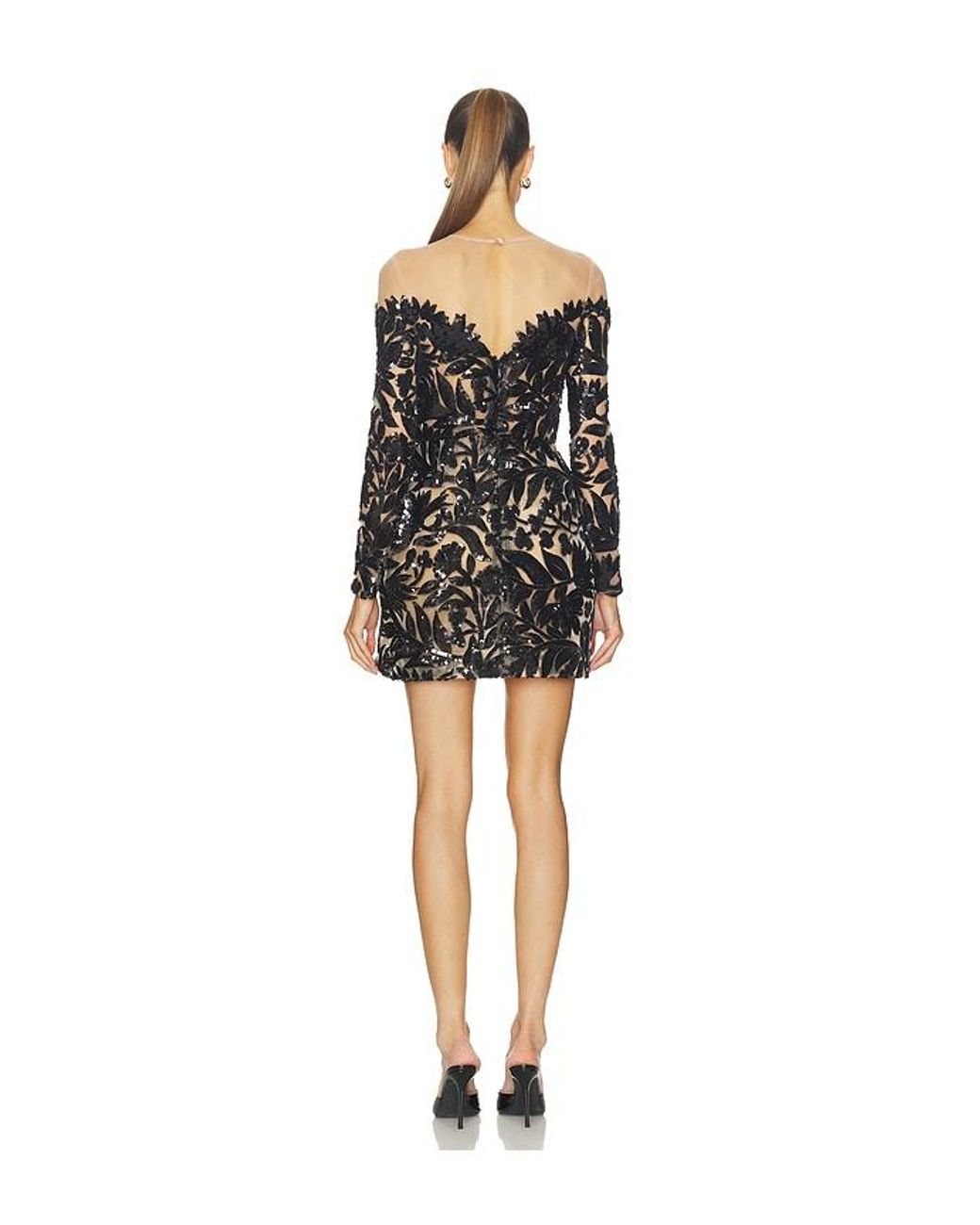 Nadine Merabi Black Embellished Dress With Floral Applique
