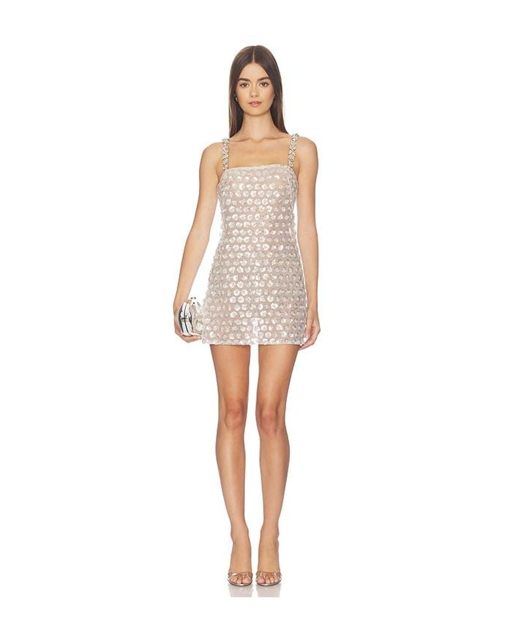 Bronx and Banco White Embellished Mini Dress With Diamond Strap