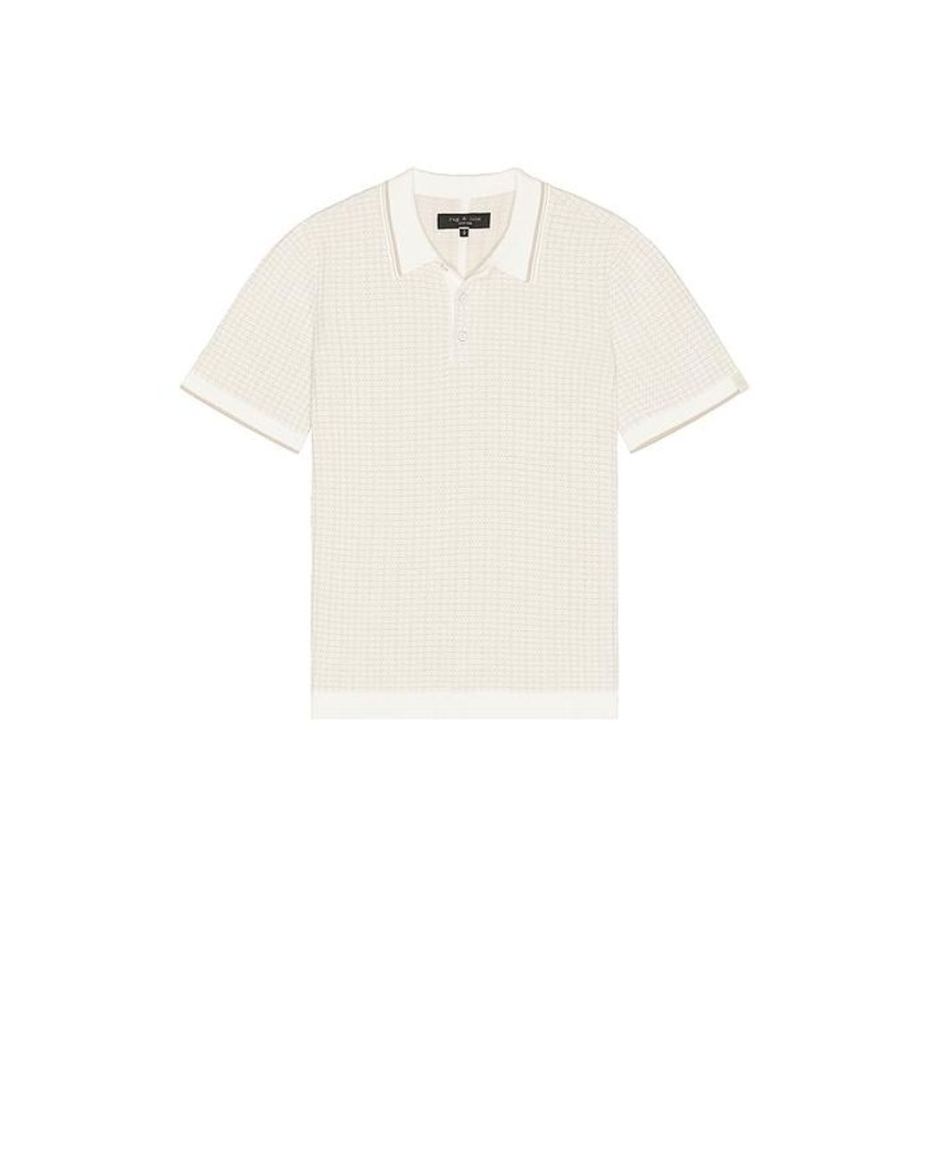 Rag & Bone White Harvey Rib Polo for men