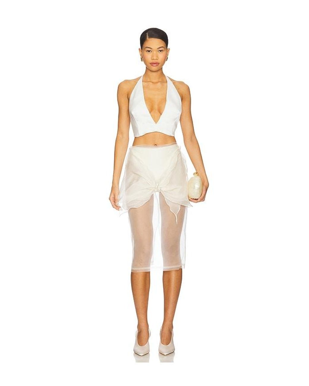 Milkwhite White X Revolve Organza Midi Skirt With Big Bow