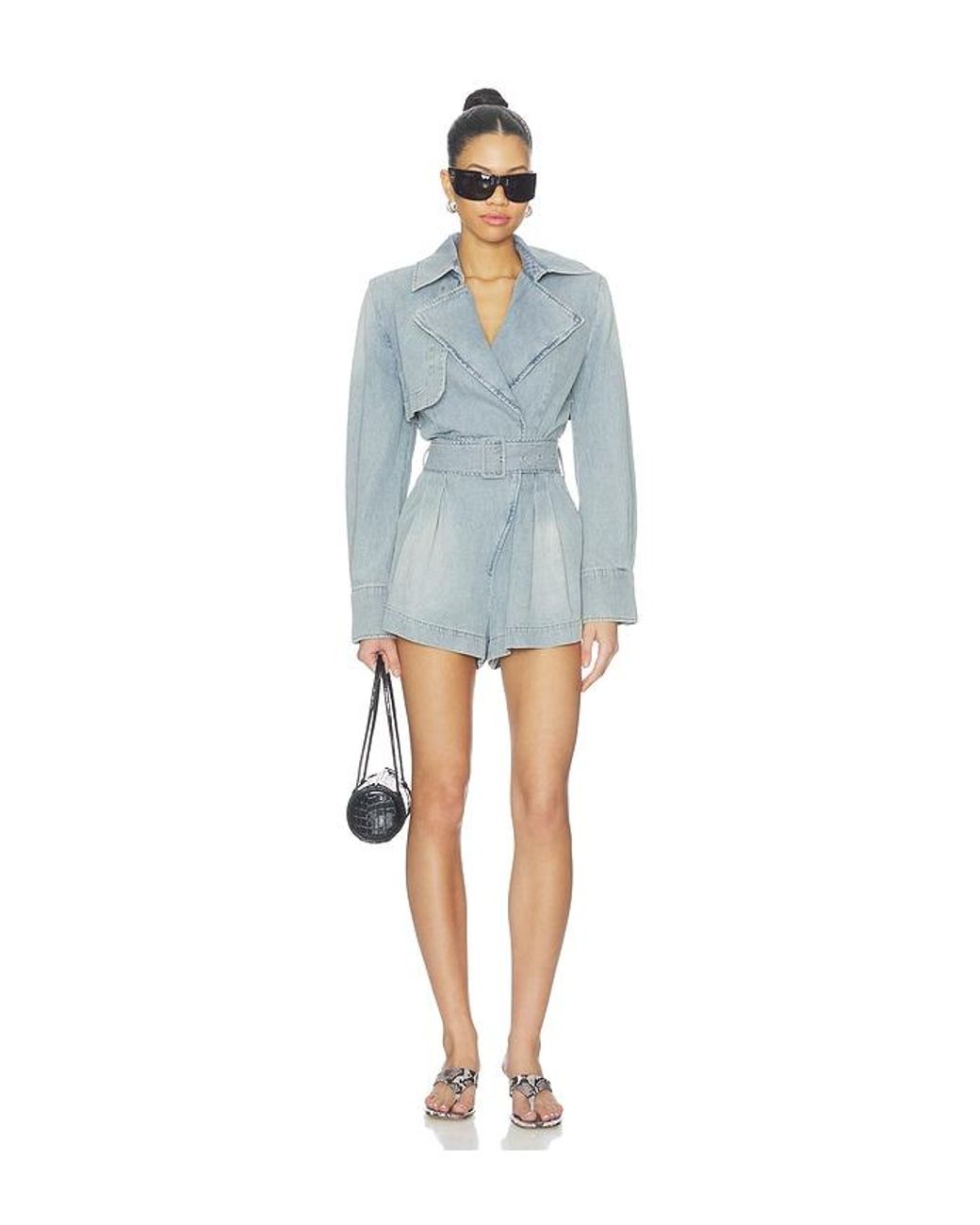 AFRM Blue Feyra Trench Romper
