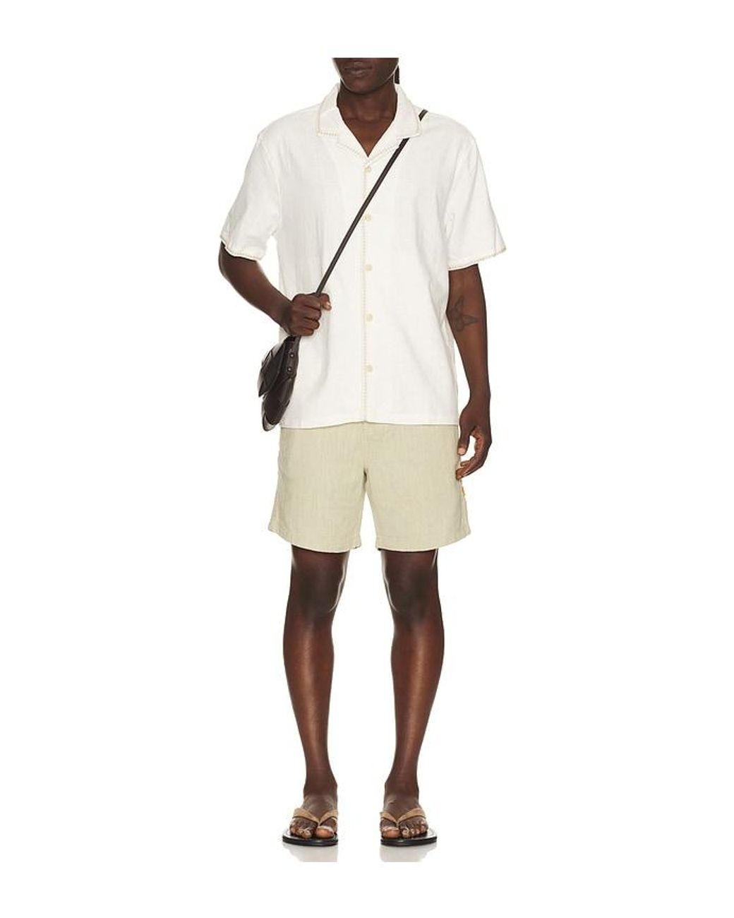 Marine Layer Natural Embroidered Resort Shirt for men