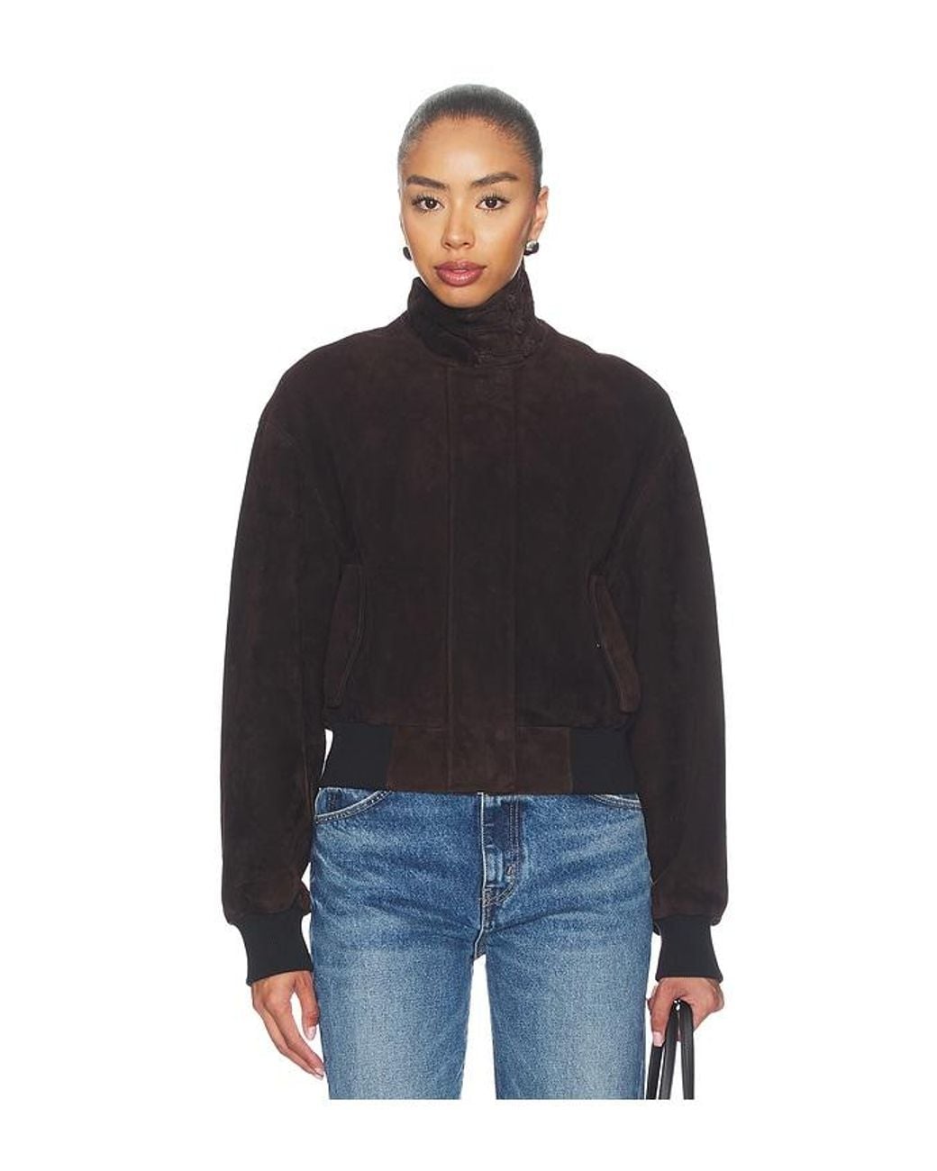 SAU LEE Black Ronan Suede Bomber Jacket