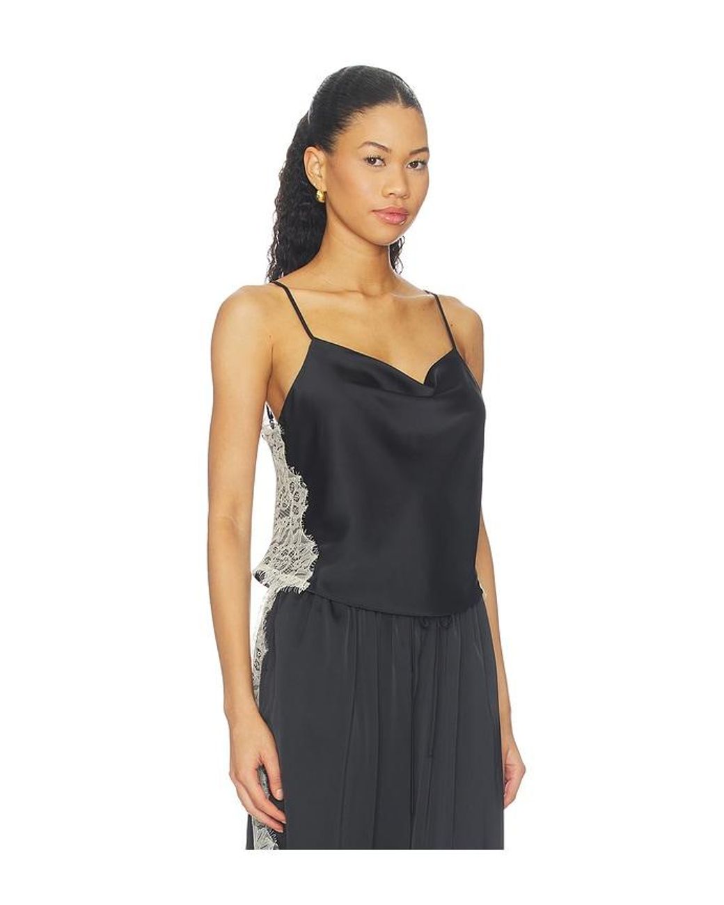 Cinq À Sept Black Esme Satin Lace Petit Marta Cami