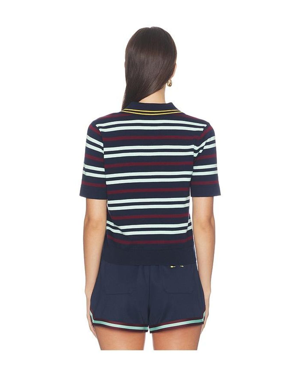 The Upside Blue Archie Collared Knit Polo Top