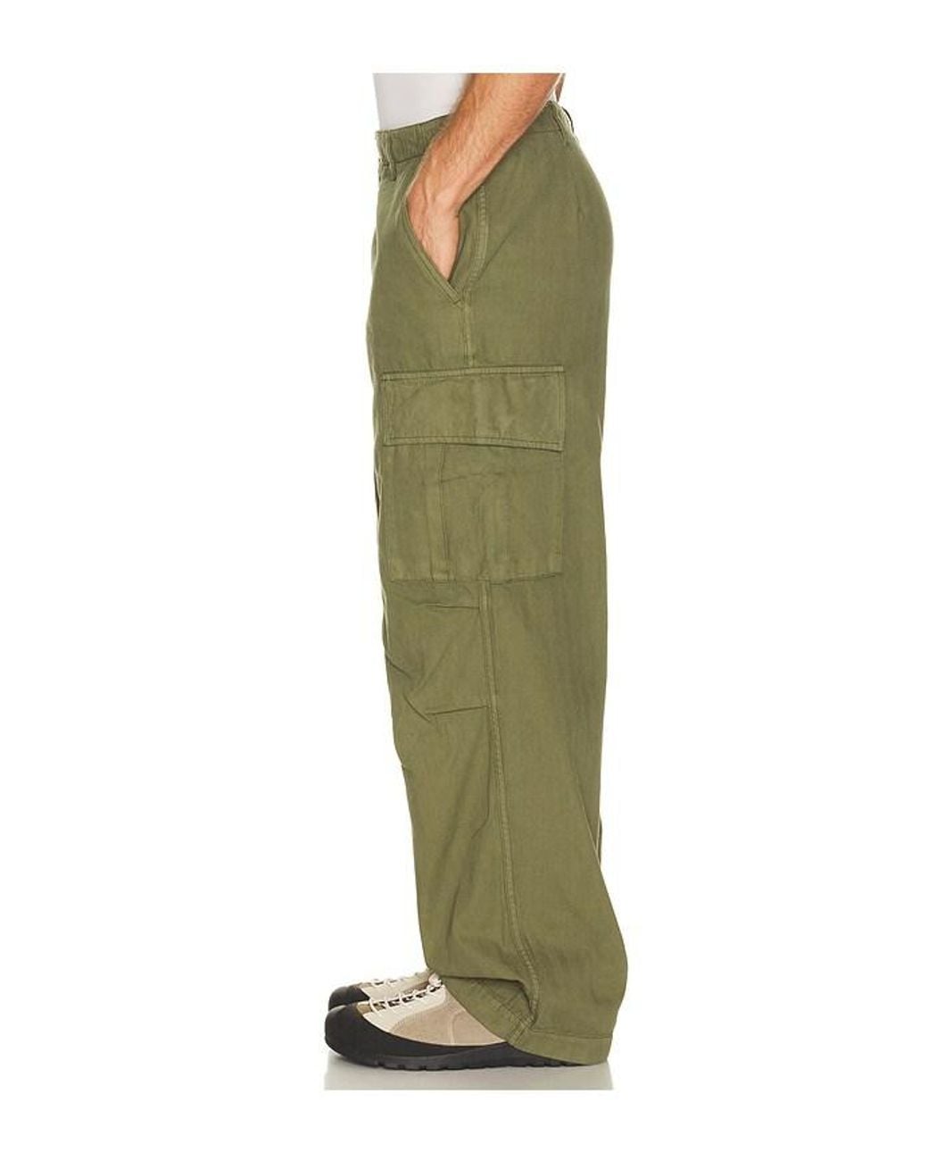 Palmes Green Herringbone Cargo Trousers for men