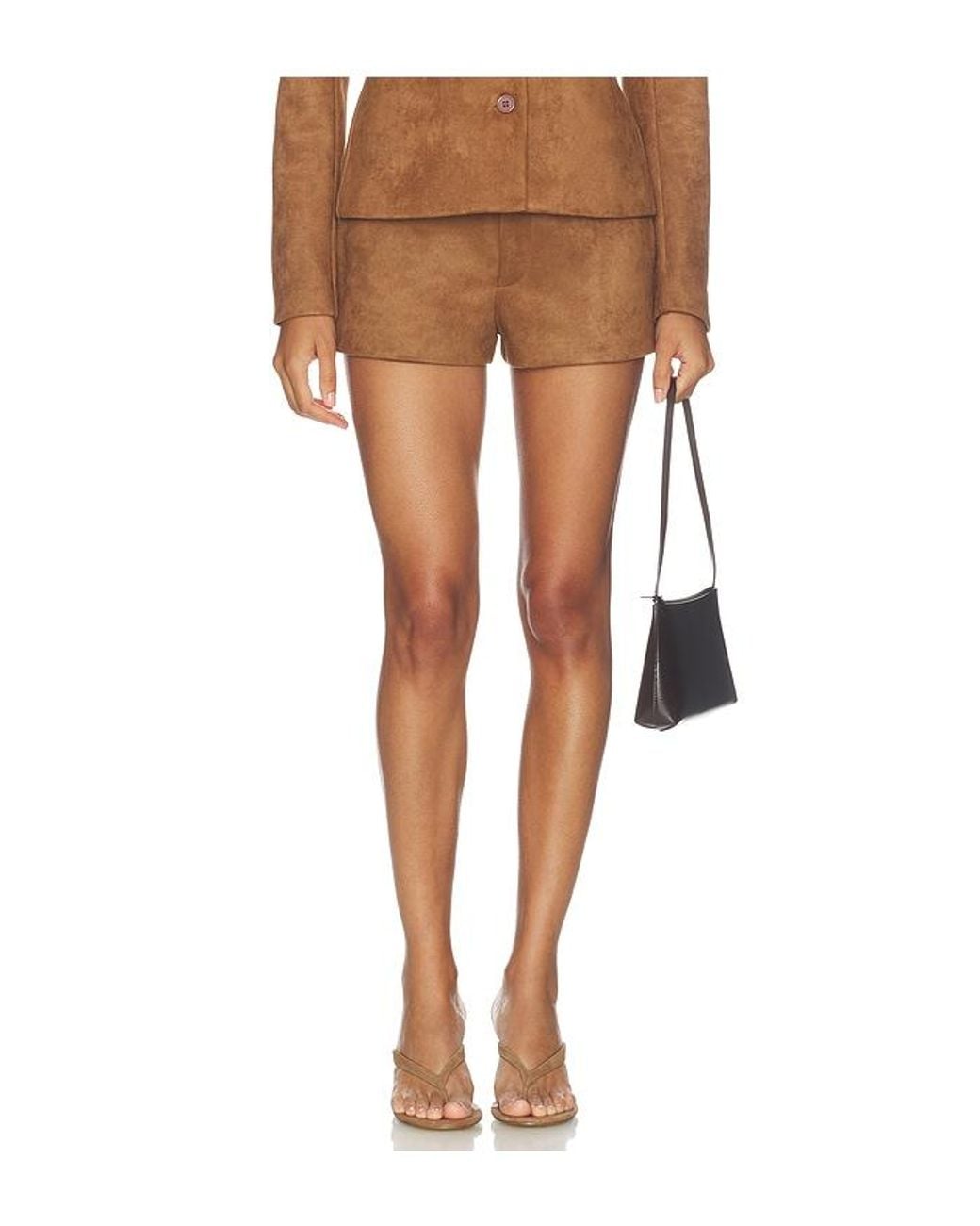 ALL THE WAYS Brown Kylli Faux Suede Short