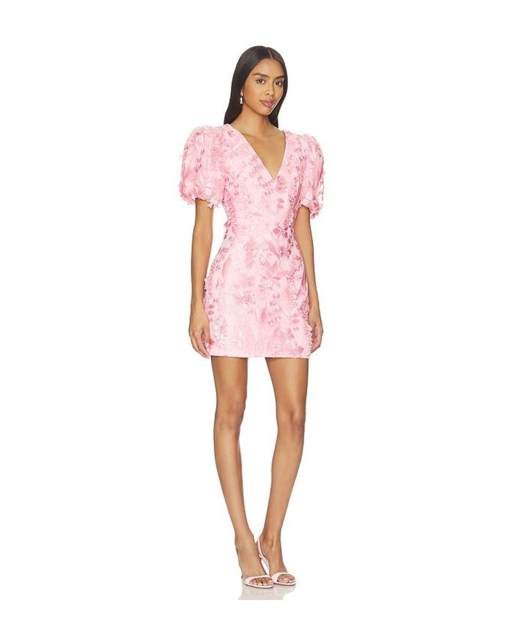 Elliatt Pink Monique Puff Sleeve Mini Dress