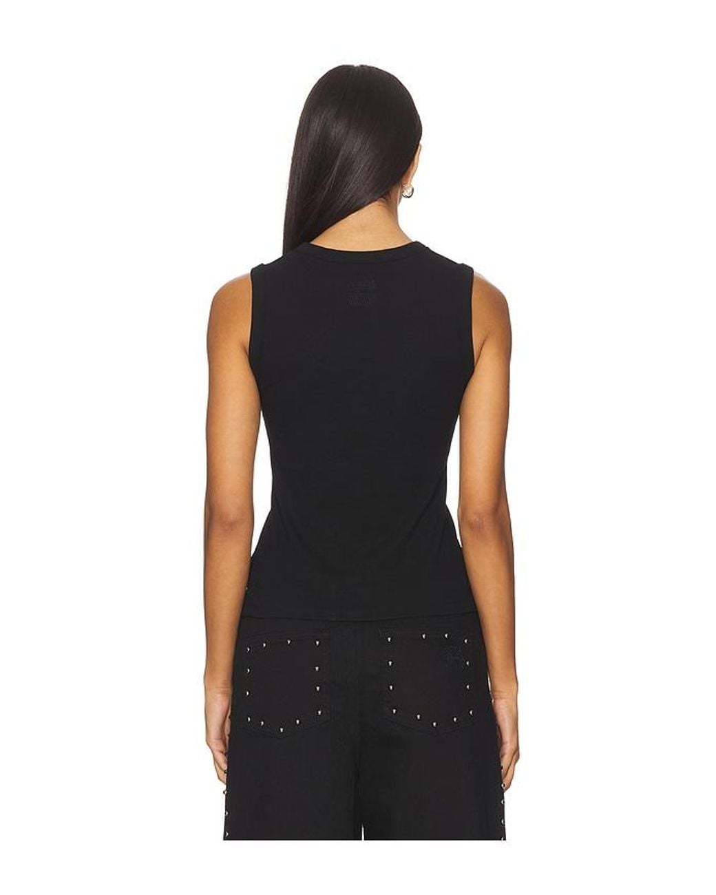 Never Fully Dressed Black Studded Button Tank