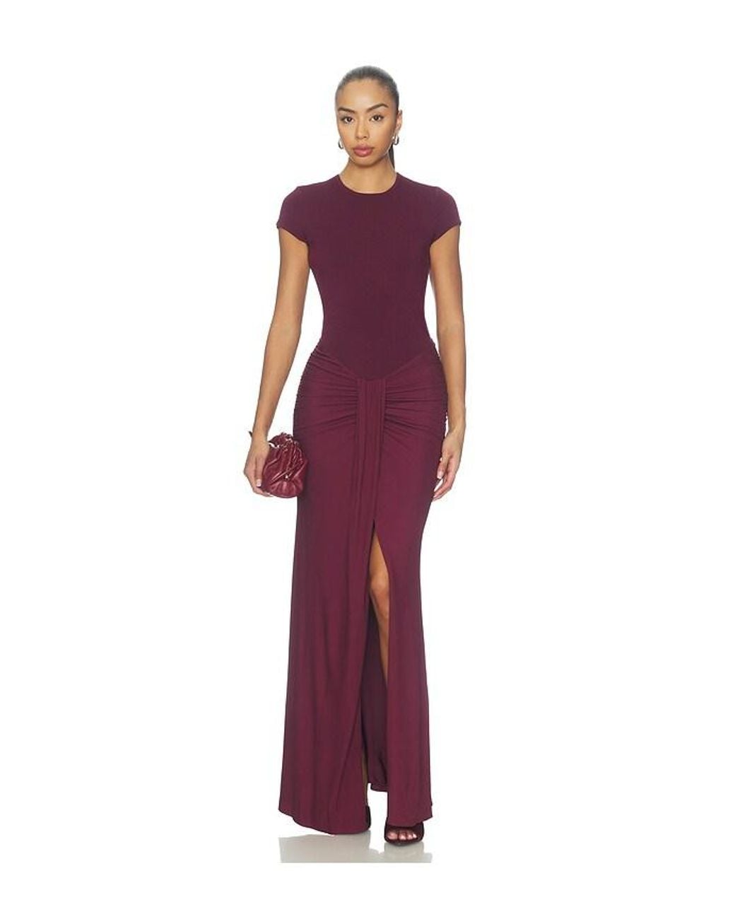 Jonathan Simkhai Purple Matilde Short Sleeve Gown