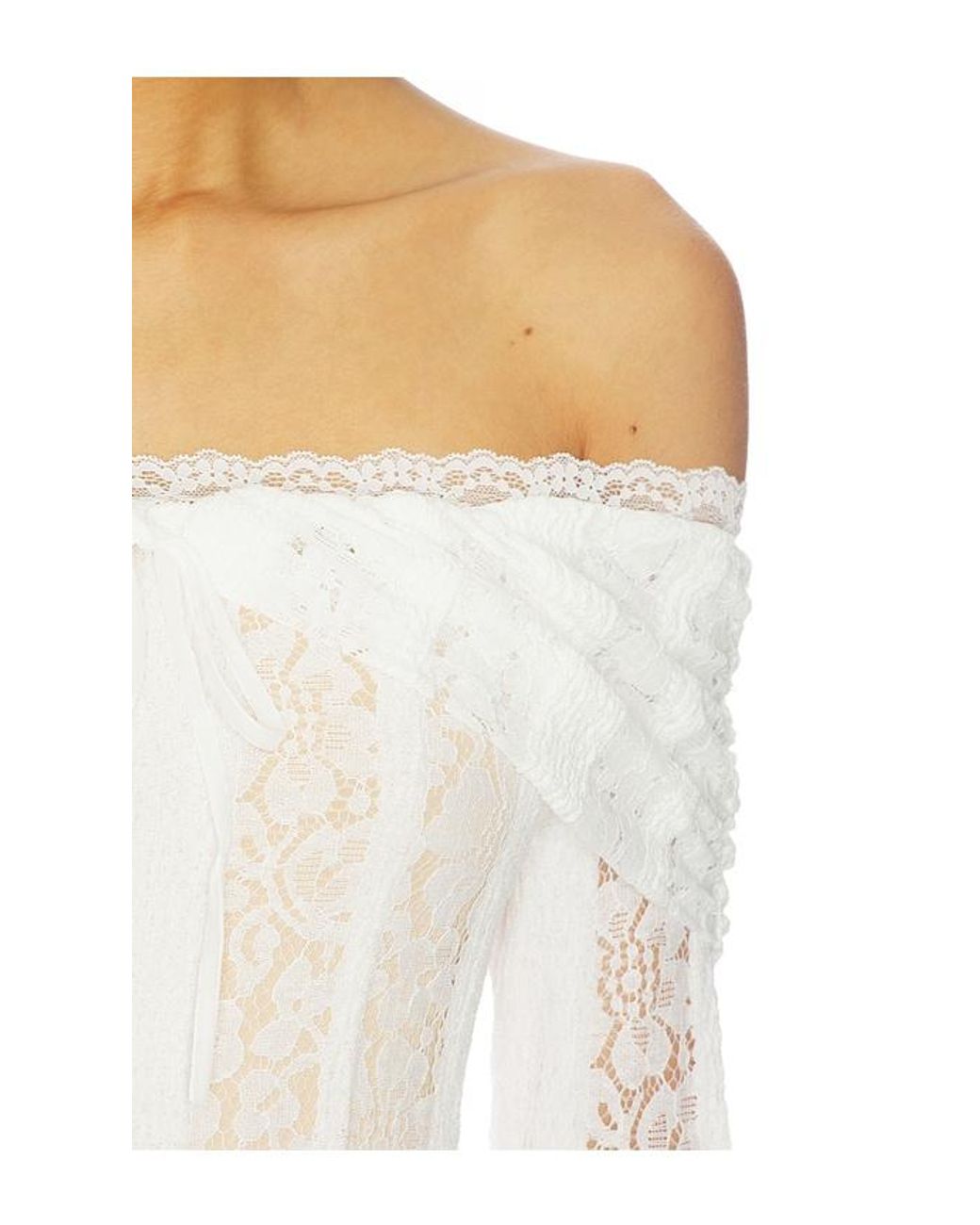MORE TO COME White Annabelle Off Shoulder Mini Dress