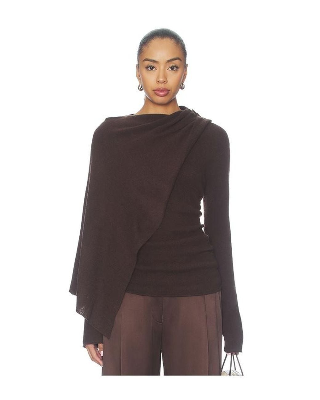 The Sei Brown Scarf Sweater