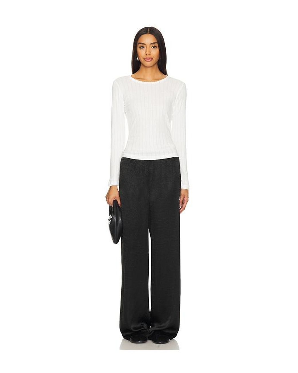 Leset White Pointelle Long Sleeve