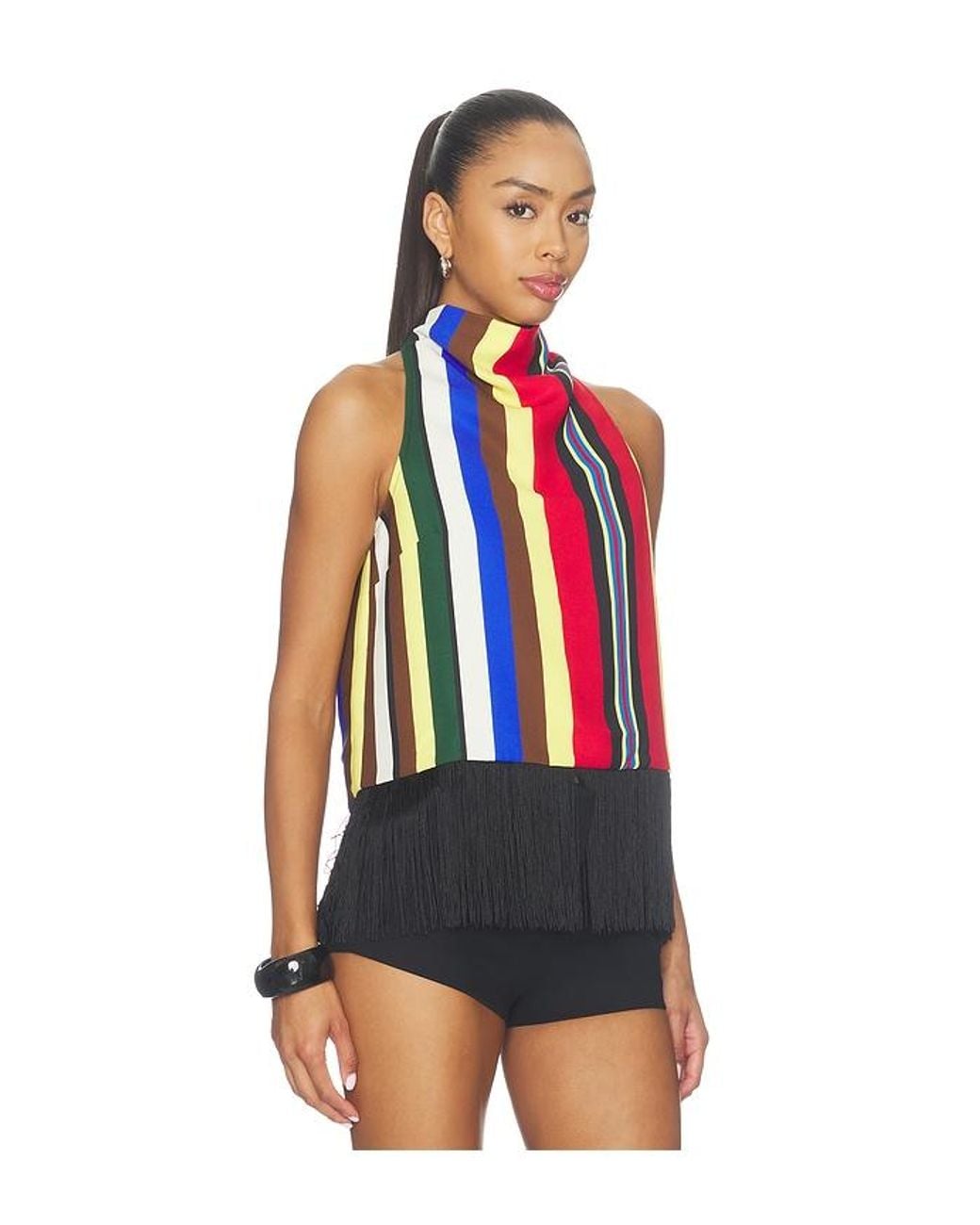 Simon Miller Red Tia Crepe Fringe Top
