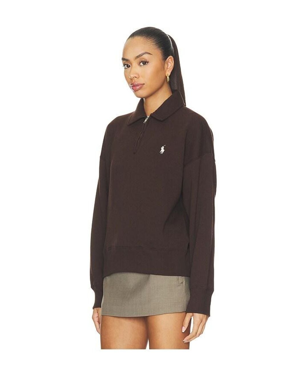 Polo Ralph Lauren Brown Arctic Fleece Half Zip Sweatshirt