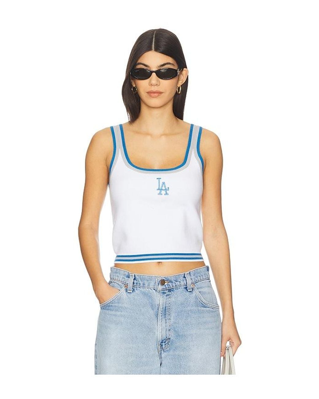 Terez White X Revolve Dodgers Crop Knit Tank Top