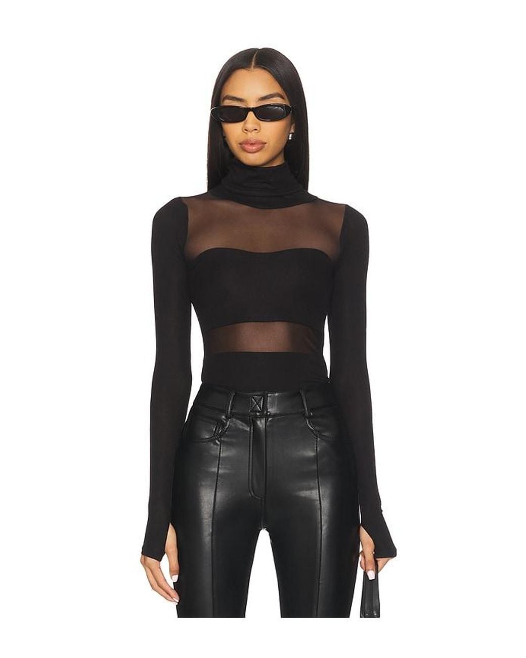 Michael Lauren Black Rem Long Sleeve Fitted Turtleneck Top