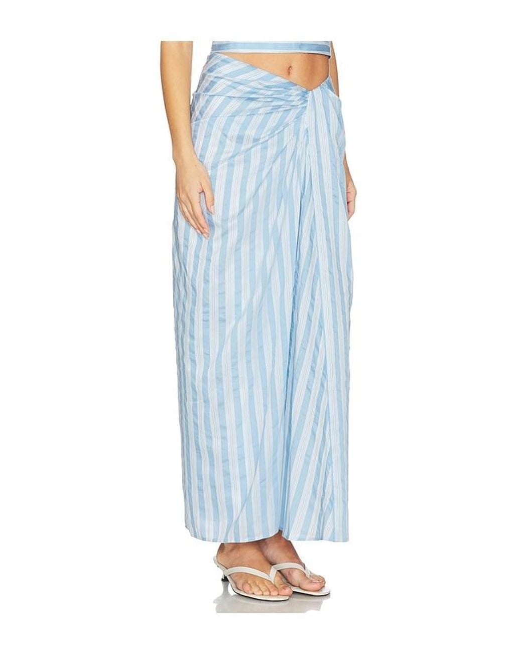 Jonathan Simkhai Blue Liorra Yarn-Dye Draped Skirt