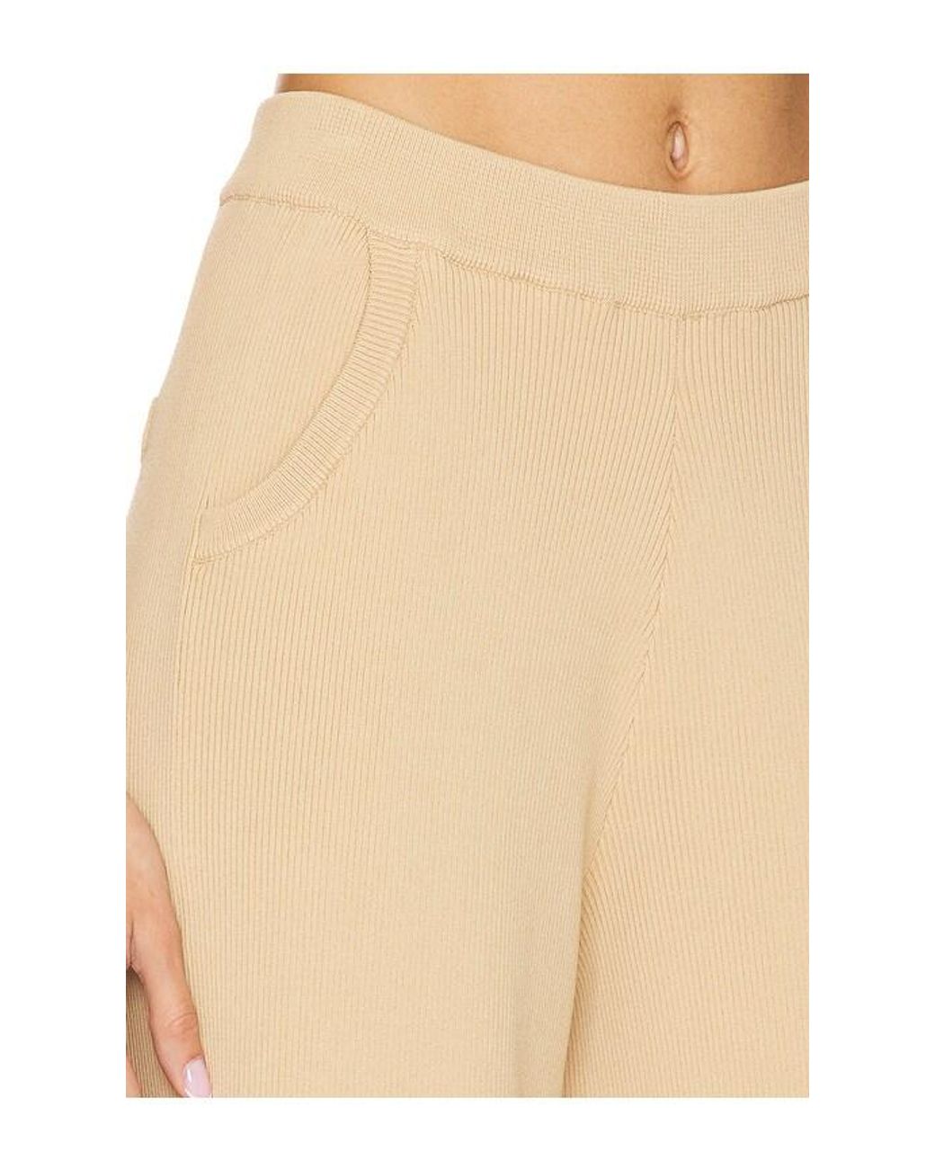 AEXAE Natural Fine Knit Ribbed Straight Leg Pant