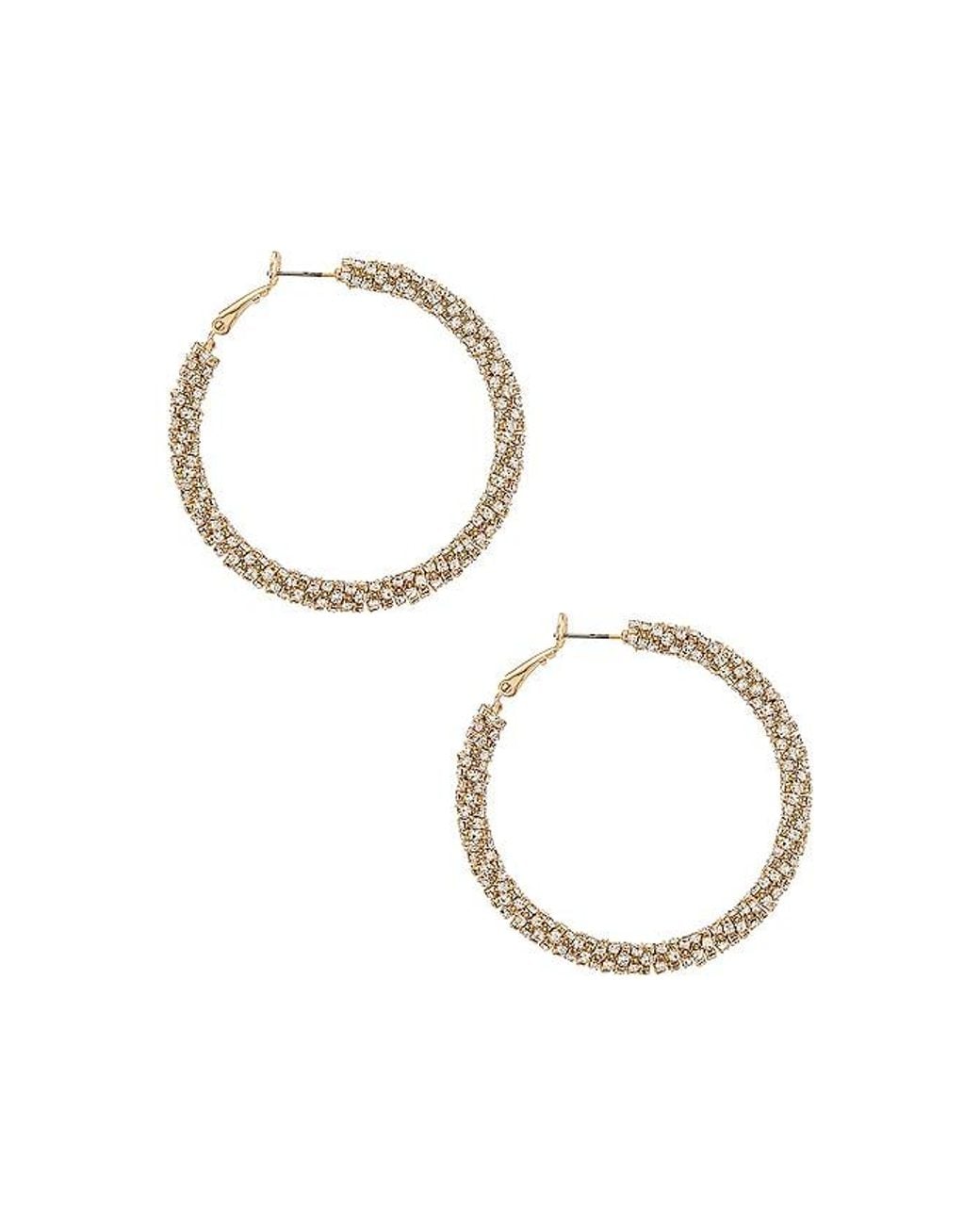 Ettika Metallic Crystal Hoop Earrings