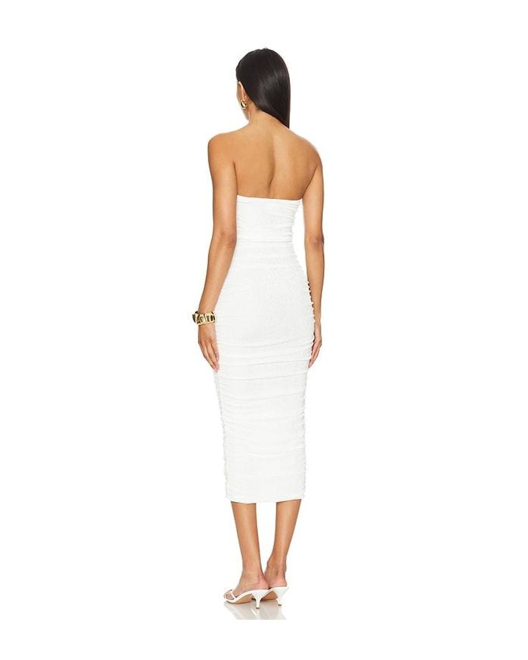 SER.O.YA White Martha Strapless Midi Dress