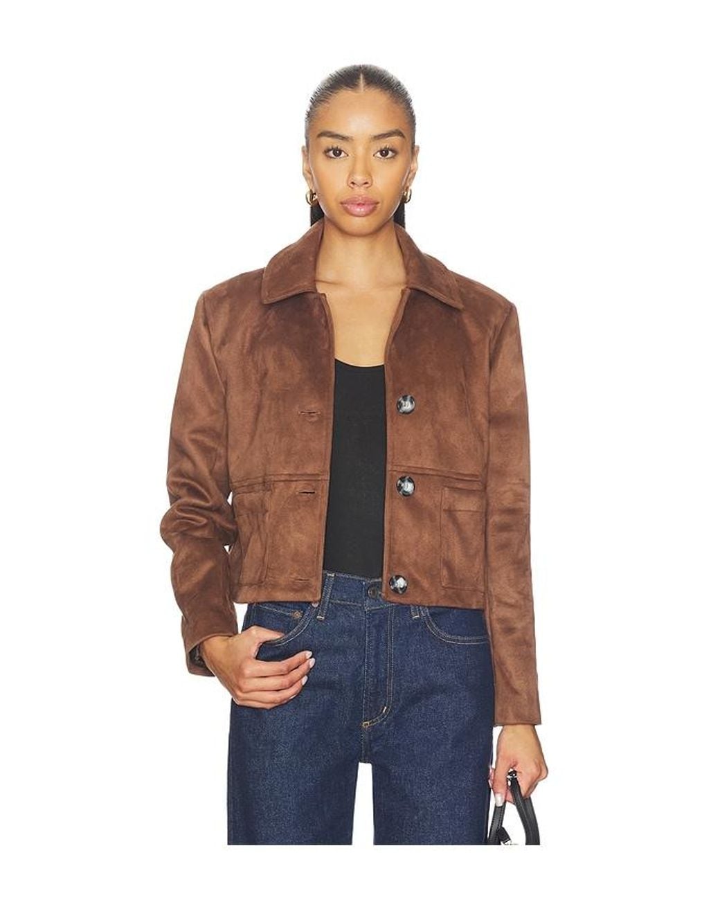 Milkwhite Blue Cropped Faux Leather Jacket