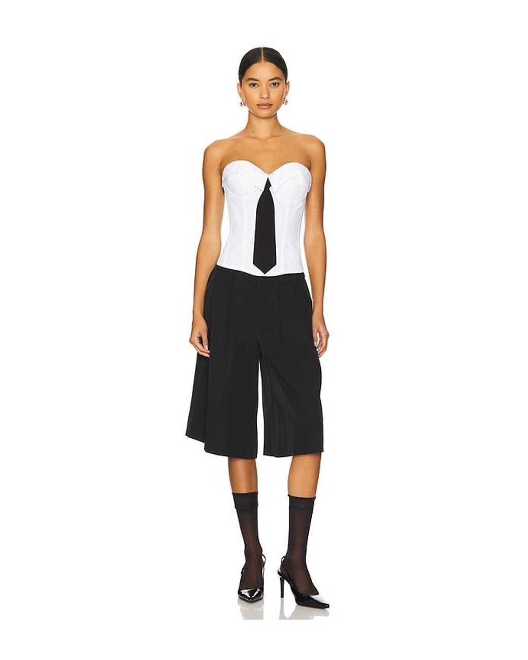GUIZIO White Chrys Pinstripe Corset