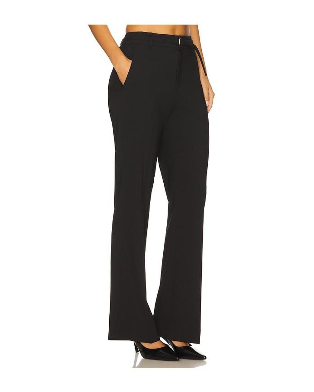 Vince Black High Waist Slim Flare Belted Pant