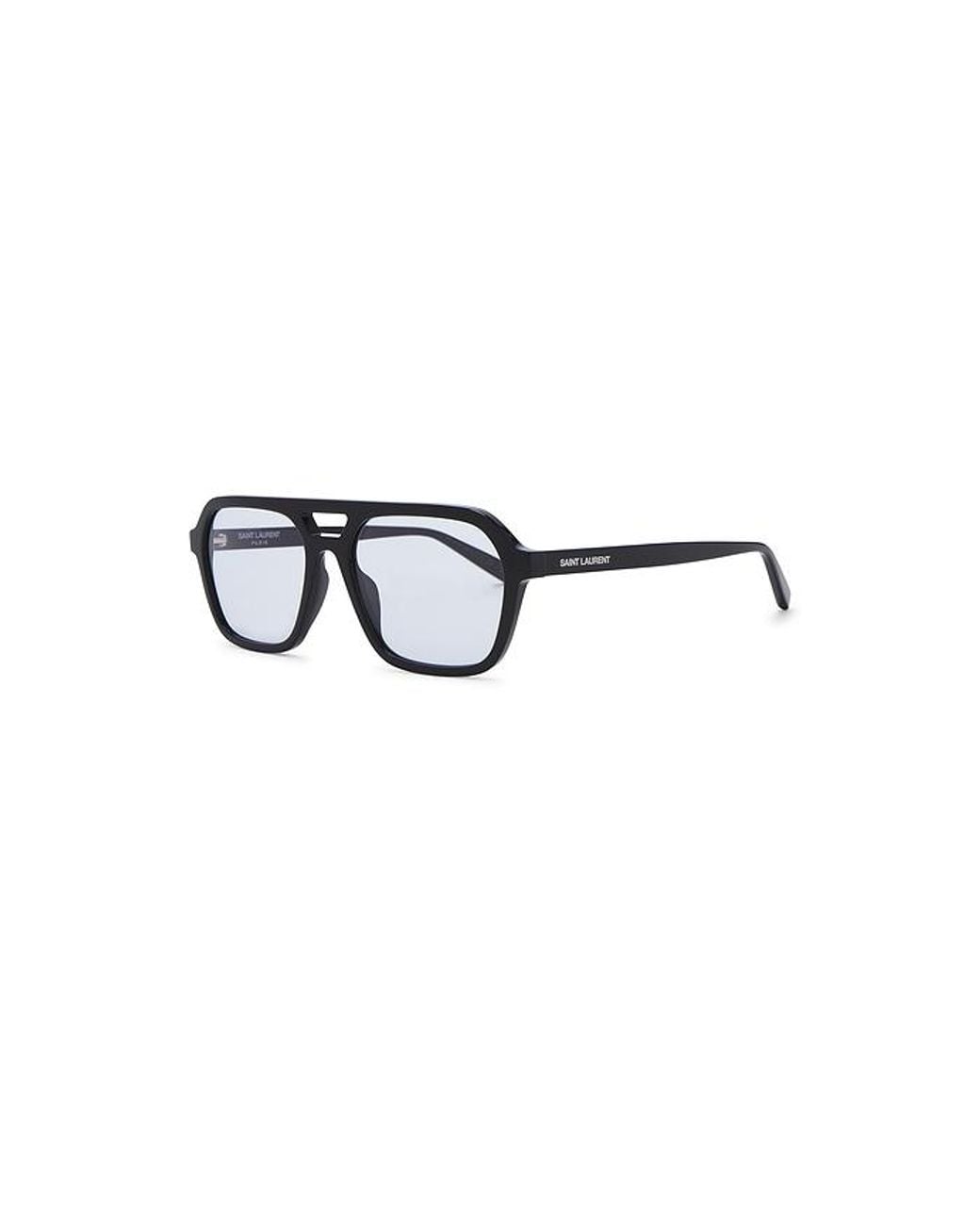 Saint Laurent Blue Sl Logo Rectangular Sunglasses for men