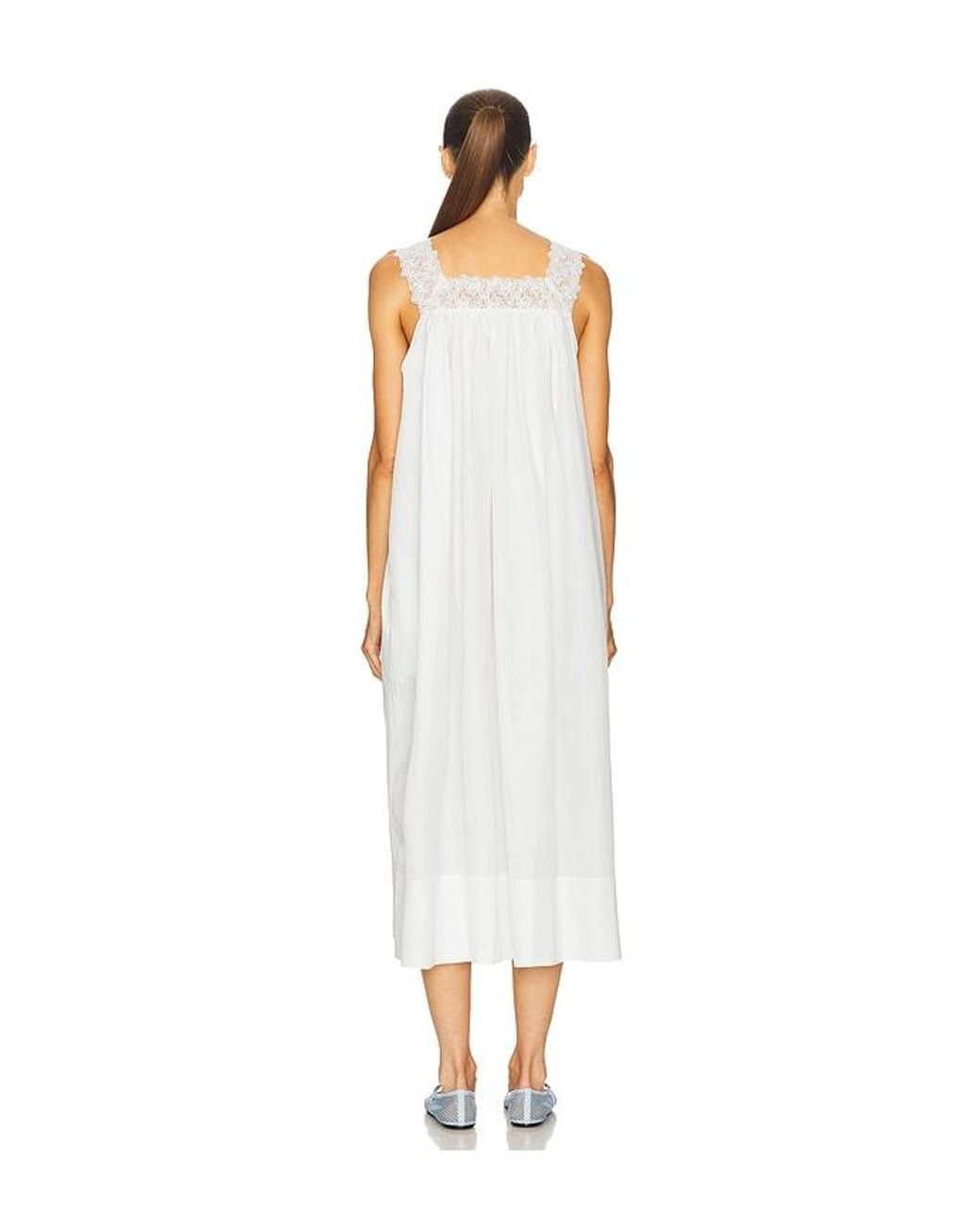 Helsa White Midi Dress With Lace