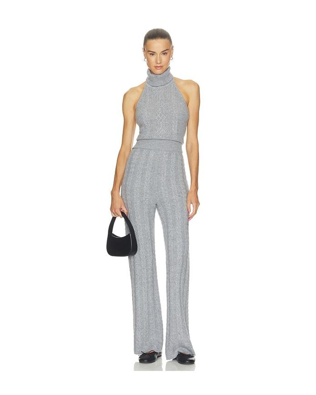 AEXAE Gray X Revolve Cashmere Cable Halterneck Top