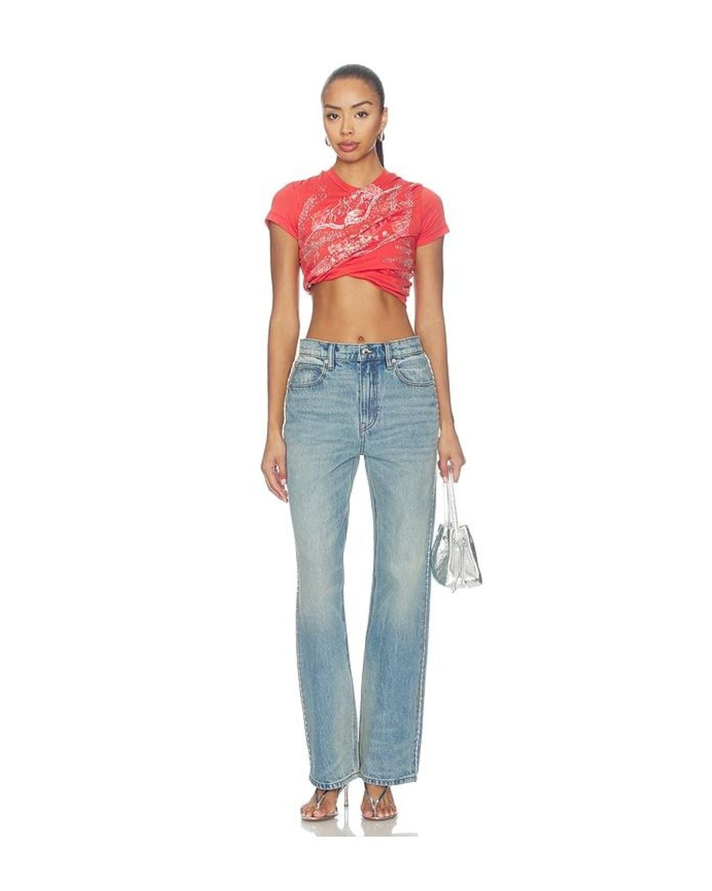 Alexander Wang Blue Ez Jeans With Embellished Chain