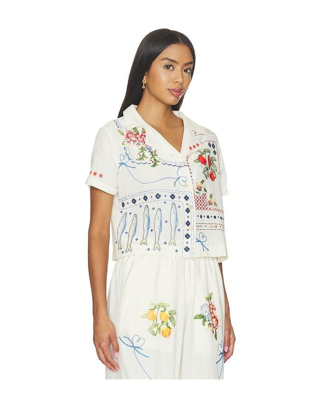 Agua Bendita White Vittoria Basket Top