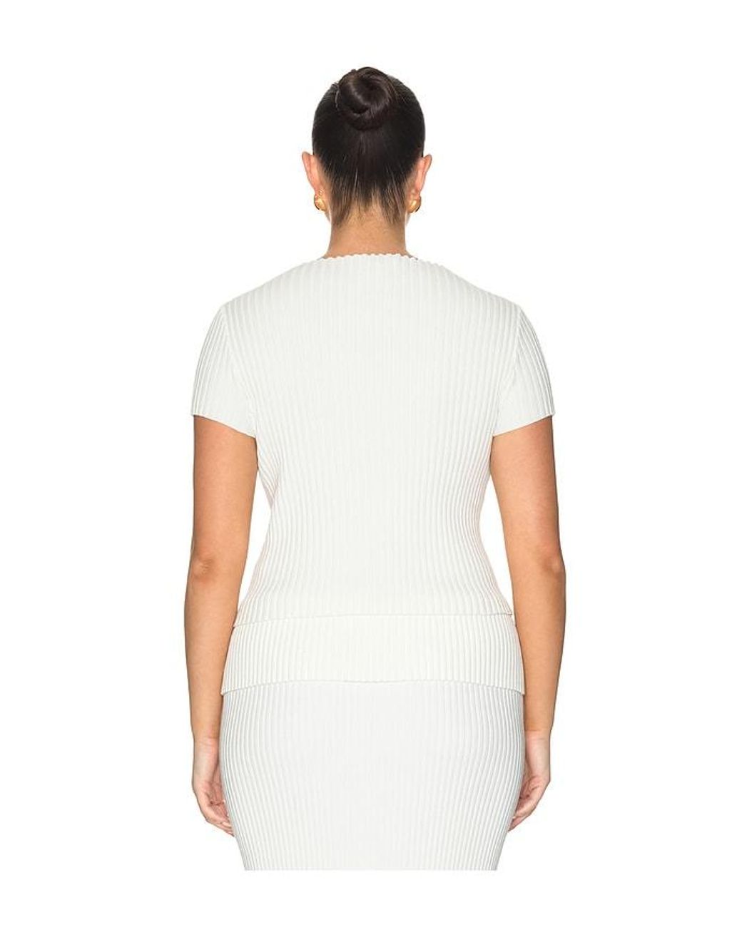 L'academie White 'Academie Jordin Short Sleeve Rib Top