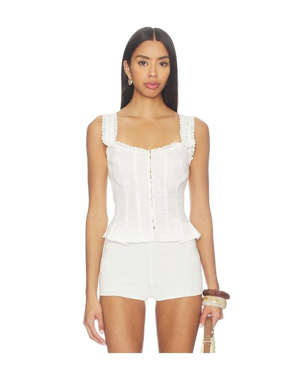 Free People White Bridgette Corset Top