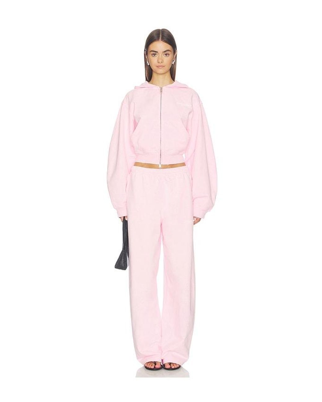 Alexander Wang Pink Zip-Up Hoodie With Logo Print