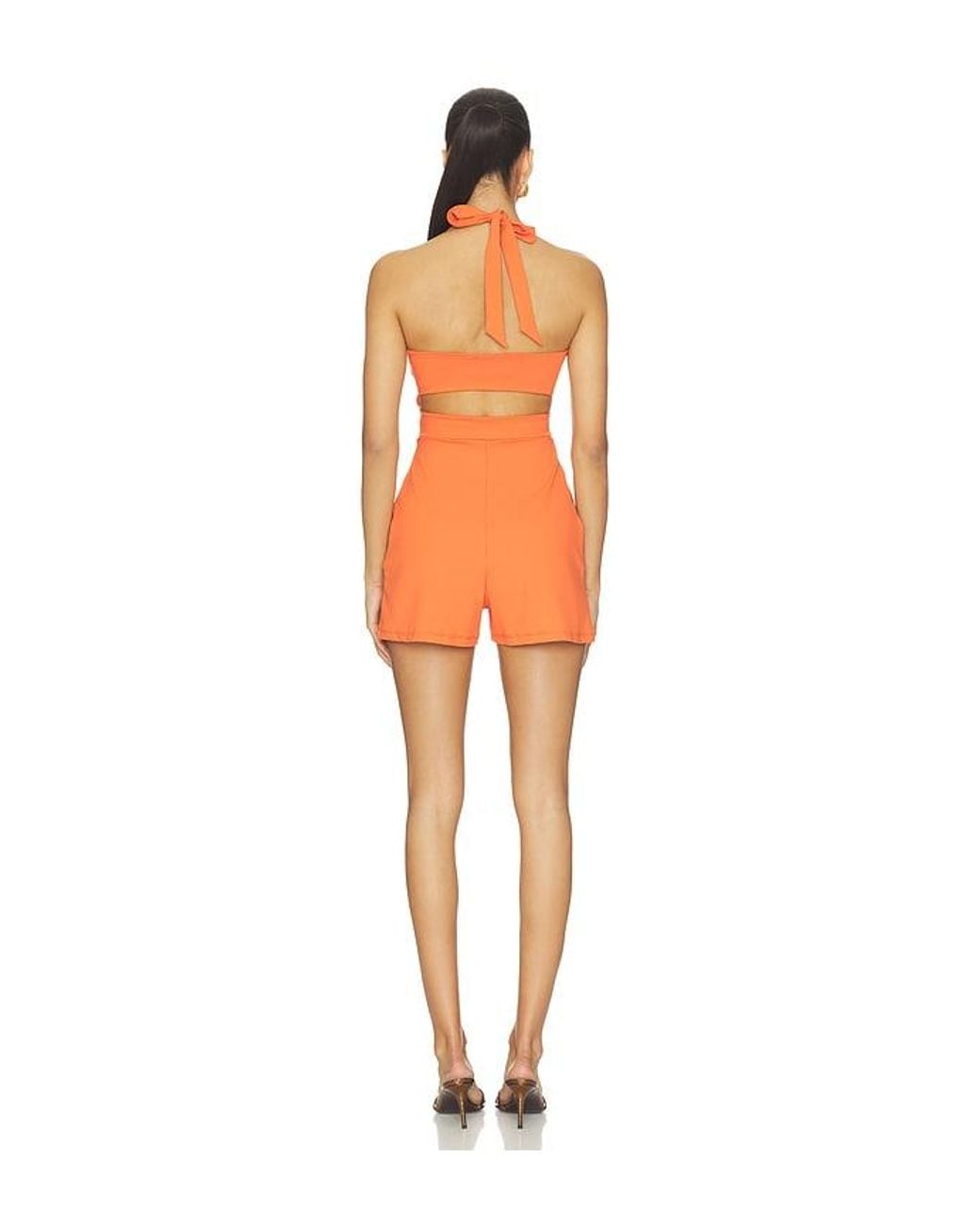 Susana Monaco Orange Wire Strap Tie Romper