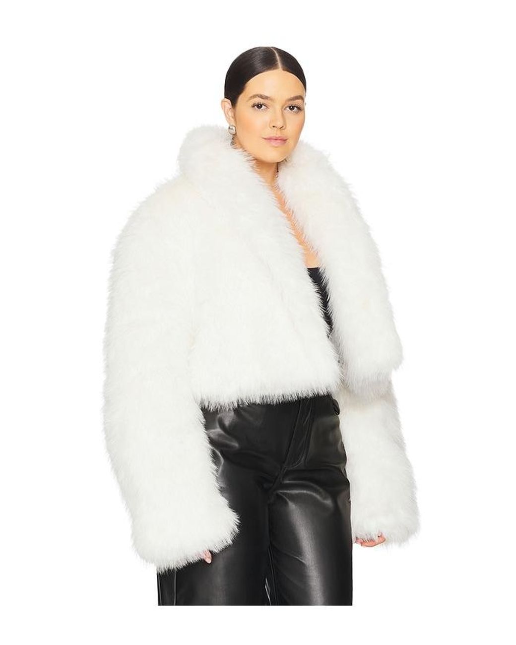 AFRM White Stephanie Fur Jacket