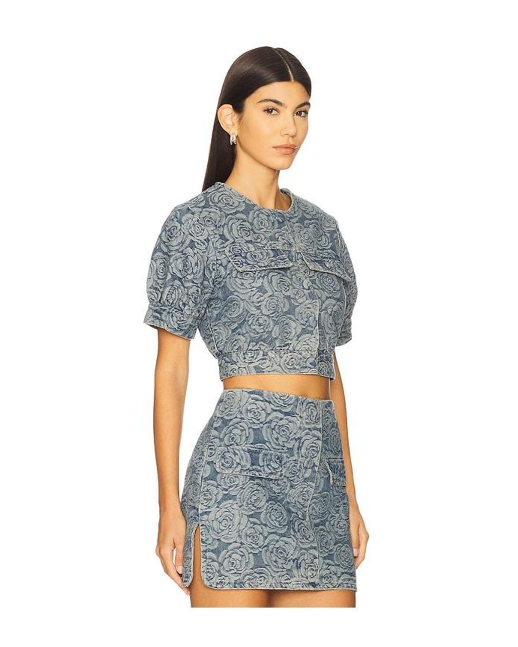 Amanda Uprichard Blue Bello Short Sleeve Jacket