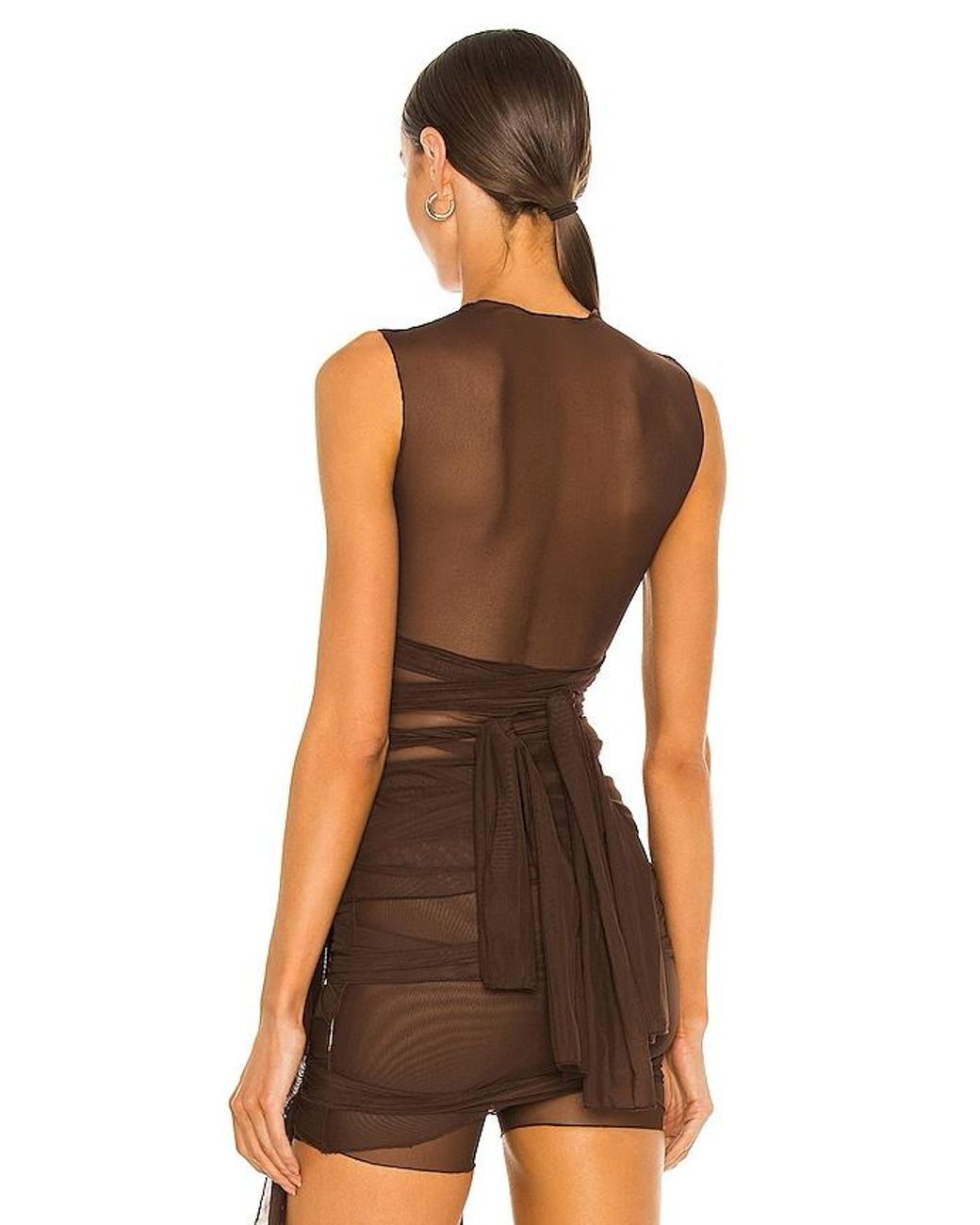 Kim Shui Brown Jersey Tie Top