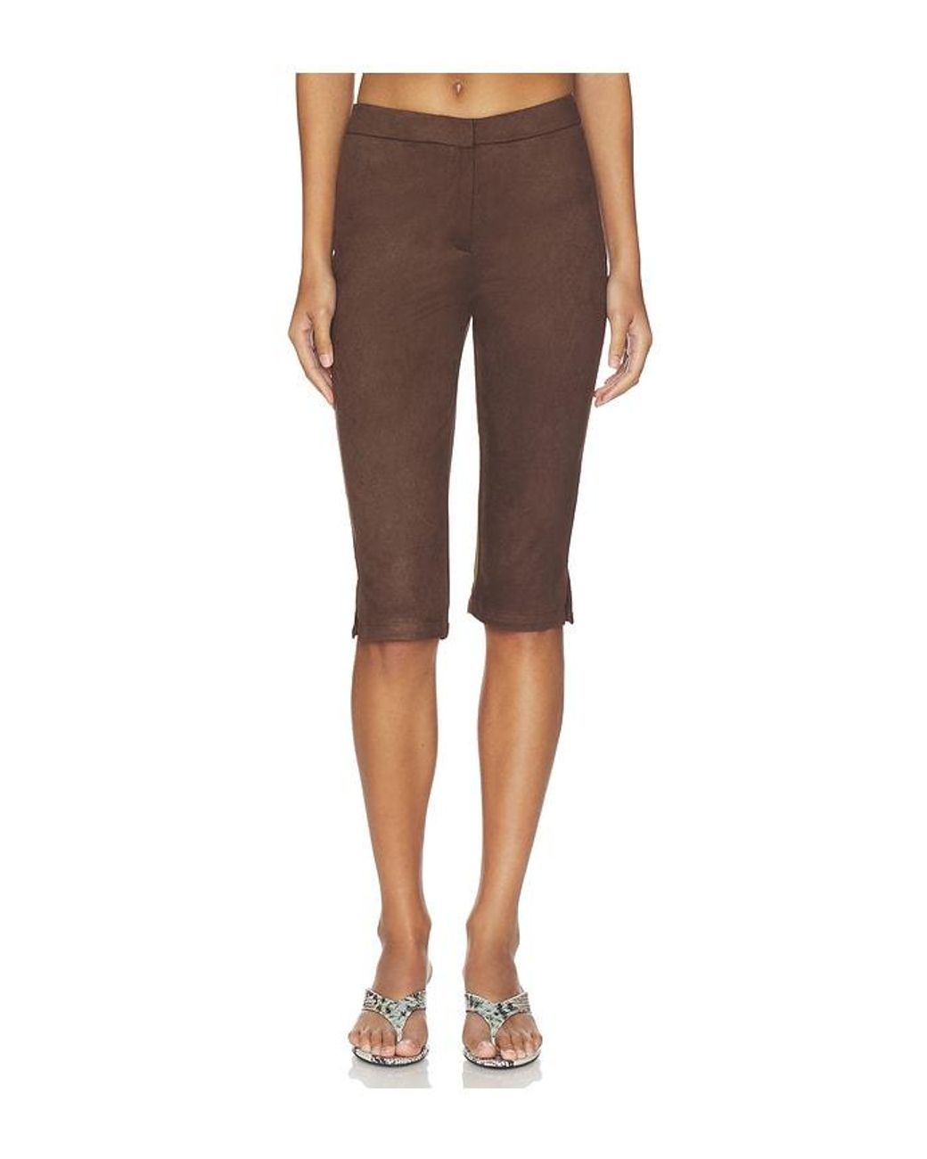 superdown Brown Ayla Faux Suede Capri