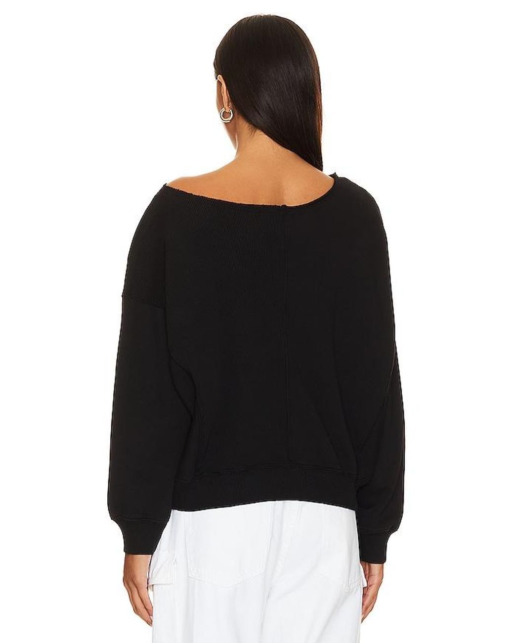 Bobi Black Off The Shoulder Crewneck