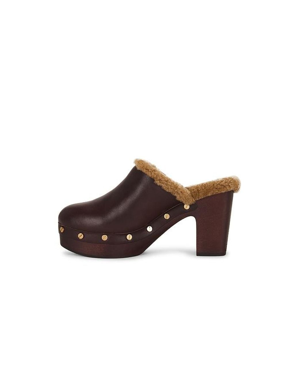 Veronica Beard Brown Larken Shearling Platform Clog